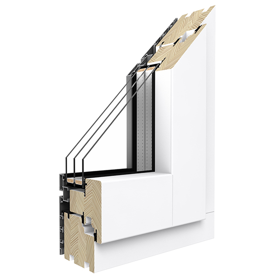 Holz-Aluminium Fenster Profilschnitt Holz-Aluminium Fenster Profilschnitt
